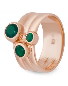 Кольцо из красного золота с зеленым агатом. Артикул 6920059