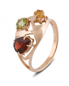 Gold ring with chrysolite, garnet and citrine. Artnumber 6920480