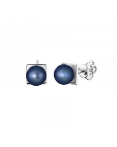 Gold hoop earrings with black pearls. Artnumber 6730608