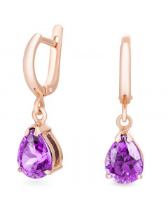 Gold earrings with purple amethyst. Artnumber 6930853