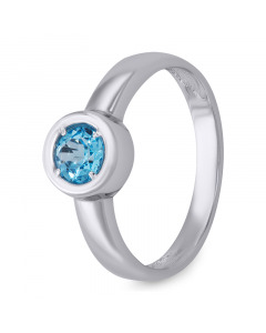 Modern white gold ring with blue topaz. Artnumber 6720021