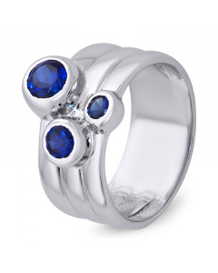 Modern white gold ring with 3 blue sapphires. Artnumber 6720024