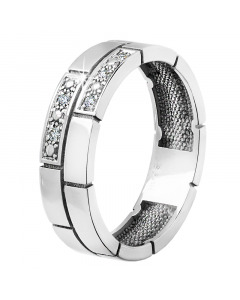 Обручальное кольцо из белого золота 585 пробы с бриллиантами. Артикул 3720205