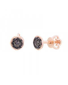 Gold stud earrings with black cubic zirconia. Artnumber 5730144