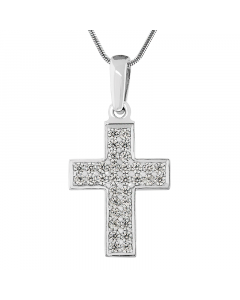 Декоративный подвес в виде креста из серебра 925 пробы с цирконием. Артикул 9540177