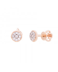 Red gold stud earrings with cubic zirconia. Artnumber 5730153