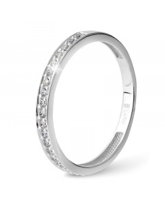 Классическое кольцо из белого золота 585 пробы с кубическим цирконием. Артикул 5720289