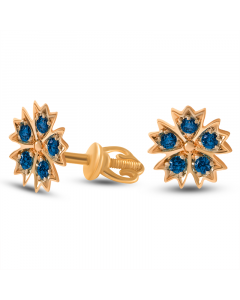 585 red gold stud earrings with sapphires. Artnumber 3830551