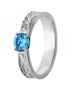 Серебряное кольцо с голубым кубическим цирконием. Артикул 9521198