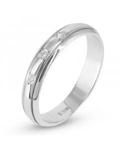 Обручальное кольцо из белого золота с бриллиантами. Артикул 3725400