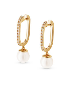 585 gold earrings with pearls and diamonds. Artnumber 3530061
