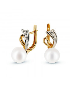 White and red gold earrings with diamonds and pearls. Artnumber 3830576