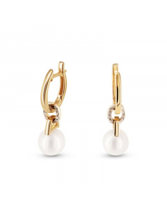 Gold earrings with pearls and diamonds. Artnumber 3830577