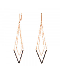 Gold earrings with black cubic zirconia. Artnumber 5730163
