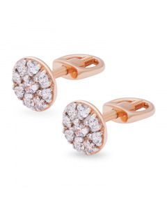 Red gold stud earrings with cubic zirconia. Artnumber 5730815