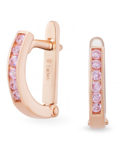 Gold children's earrings with pink cubic zirconia. Artnumber 5130370