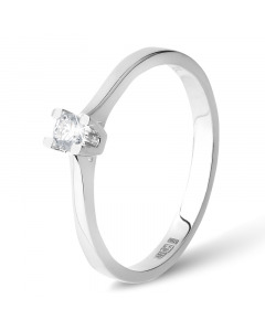 Классическое кольцо из белого золота 585 пробы с одним бриллиантом. Артикул 3720267