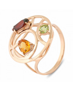 Gold ring with garnet, citrine and chrysolite. Artnumber 6920479