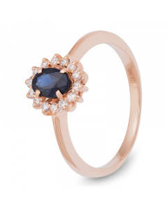Золотое кольцо с сапфиром и бриллиантами. Артикул 3620011