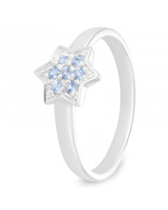 Серебряное кольцо с голубым кубическим цирконием. Артикул 9520057