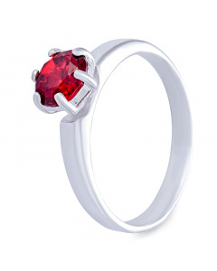 Серебряное кольцо с красным кубическим цирконием. Артикул 9120041