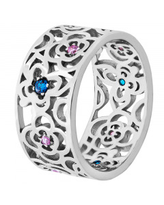 Серебряное кольцо с кубическими циркониями. Артикул 9521199