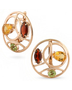 Red gold earrings with chrysolite. Artnumber 6930502