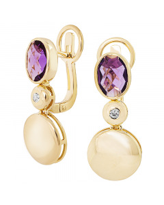 Gold earrings with amethyst. Artnumber 6930251