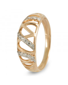 Золотое кольцо с кубическим цирконием. Артикул 5120027