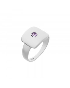 Серебряное кольцо с фиолетовым кубическим цирконием. Артикул 9120039