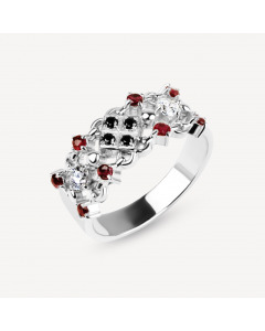 Кольцо из серебра с рубинами и кубическими циркониями. Артикул 9623147