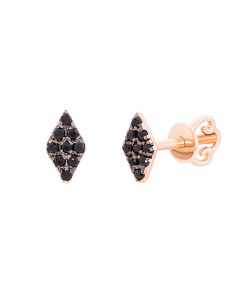 Gold stud earrings with black cubic zirconia. Artnumber 5730147