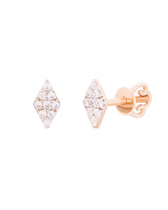 Red gold stud earrings with cubic zirconia. Artnumber 5730145