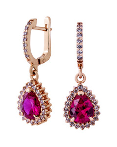 585° gold earrings with a ruby. Artnumber 6630008