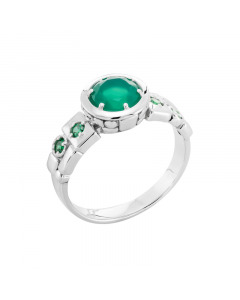Серебряное кольцо с зеленым агатом. Артикул 9521114