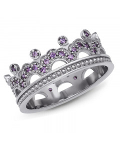 Серебряное кольцо с фиолетовым кубическим цирконием. Артикул 9120036