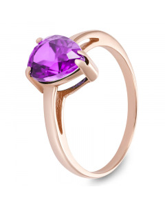 Кольцо из красного золота с фиолетовым аметистом. Артикул 6920035