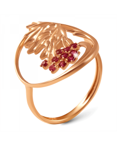 Кольцо в золоте 585 пробы с рубиновым корундом. Артикул 5120249