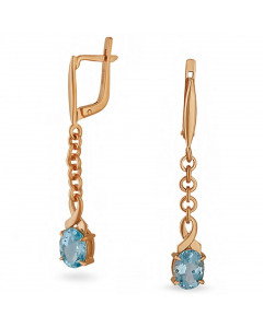 Gold earrings with blue topaz. Artnumber 6930352
