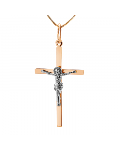Крестик из красного золота 585 с фигурой распятого Иисуса Христа. Артикул 8045211