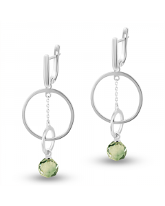 Silver earrings with green quartz. Artnumber 9530364