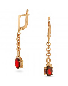 Red gold earrings with pyrope. Artnumber 6930351