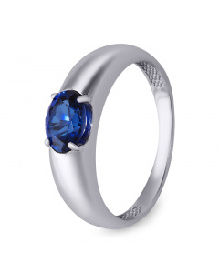 Modern white gold ring with blue sapphire. Artnumber 6720023