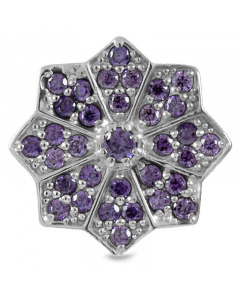 Серебряная бусина-шарм с фиолетовым кубическим цирконием. Артикул 9560317
