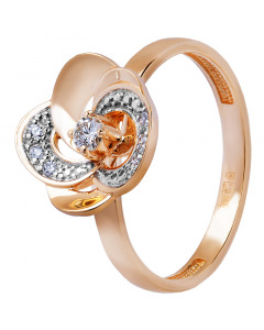 Кольцо из красного золота с бриллиантами. Артикул 3020049