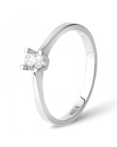 Классическое кольцо  из белого золота 585 пробы с одним бриллиантом. Артикул 3720269