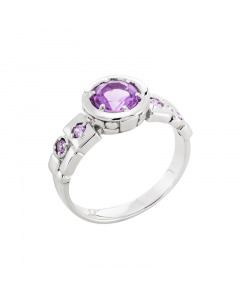 Серебряное кольцо с фиолетовым кубическим цирконием. Артикул 9522114