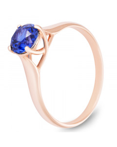 Золотое кольцо с синим сапфиром. Артикул 6620002