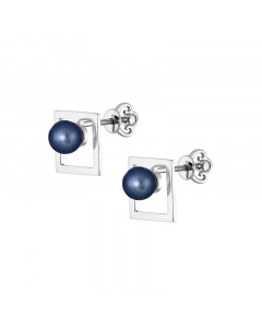 Gold hoop earrings with black pearls. Artnumber 6730609