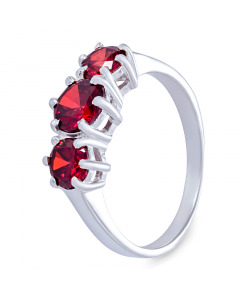 Серебряное кольцо с красным кубическим цирконием. Артикул 9120042